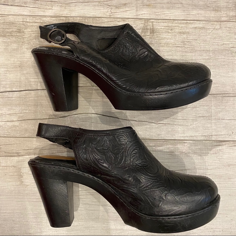 Nurture Willow Embossed Slingback Mule Black SZ 9M
